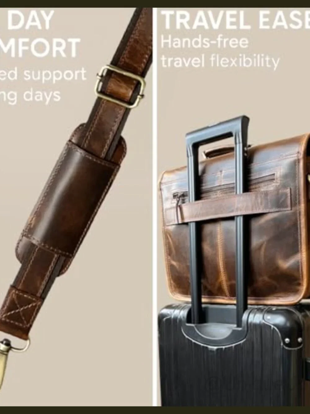 Full Grain Buffalo Leather Messenger Bag 16 Inch Laptop Briefcase